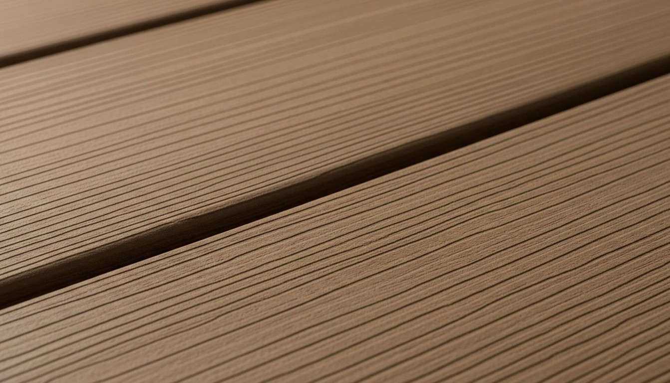 Close-up of beautifully finished composite deck boards